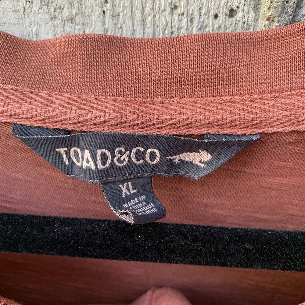 Toad&Co Primo Long Sleeve Henley 100% Organic Cotton Garment-Dyed Finish Rust XL - Picture 7 of 11